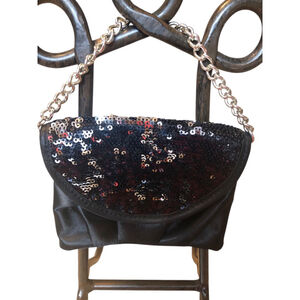 Sequin Clutch Handbag Small Vintage Black